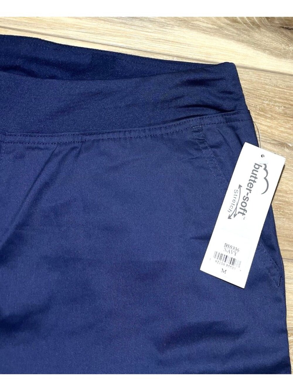 NWT Butter Soft Stretch Blue Knit Waistband Scrub Pants - Women Size Medium - Picture 4 of 12